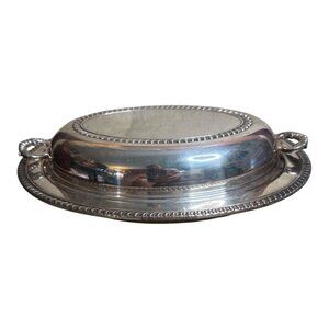 WM Rogers Silver Plated Copper Oval Serving Bowl 11.5"L x 9"W x 1.75"D